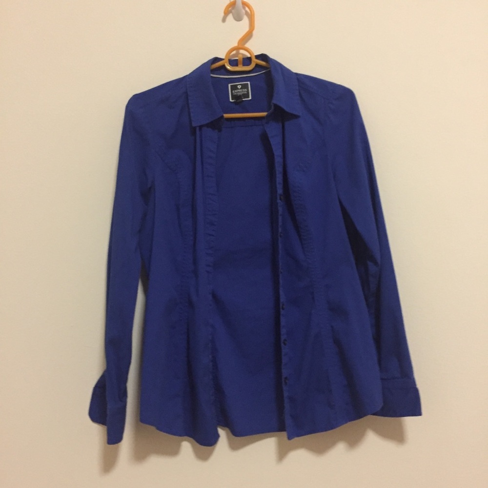 Express sapphire royal blue button down shirt